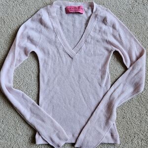Vintage Juicy Couture Light Pink Cashmere V-Neck Sweater Size Petite